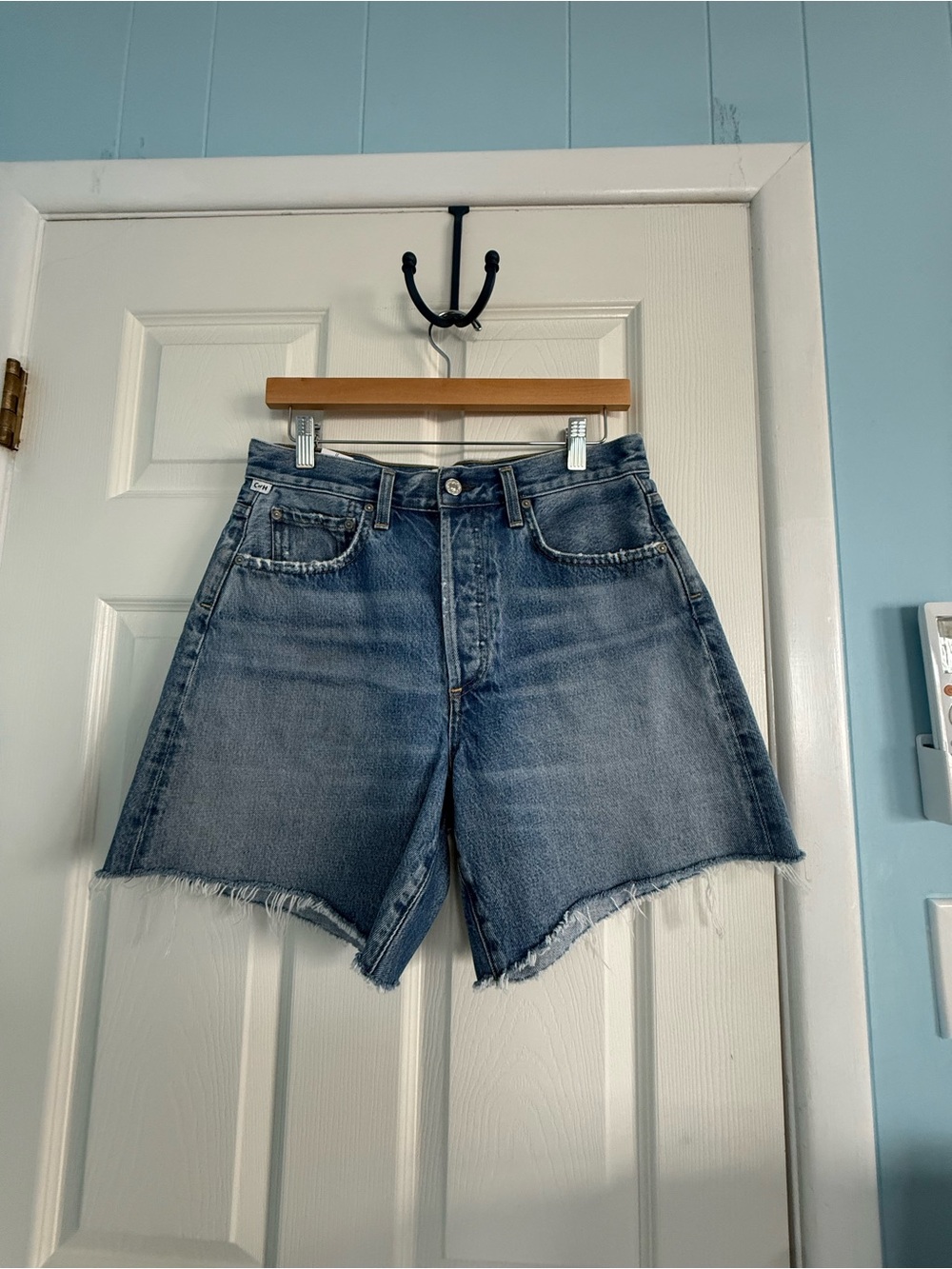 Citizens Of Humanity Raw Hem Blue Denim Jean Shorts
